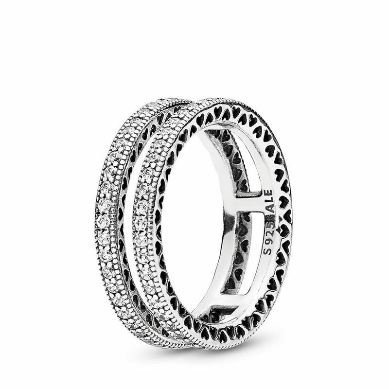 Pandora Double Hearts Stackable Ring Silver Egypt FV9645780